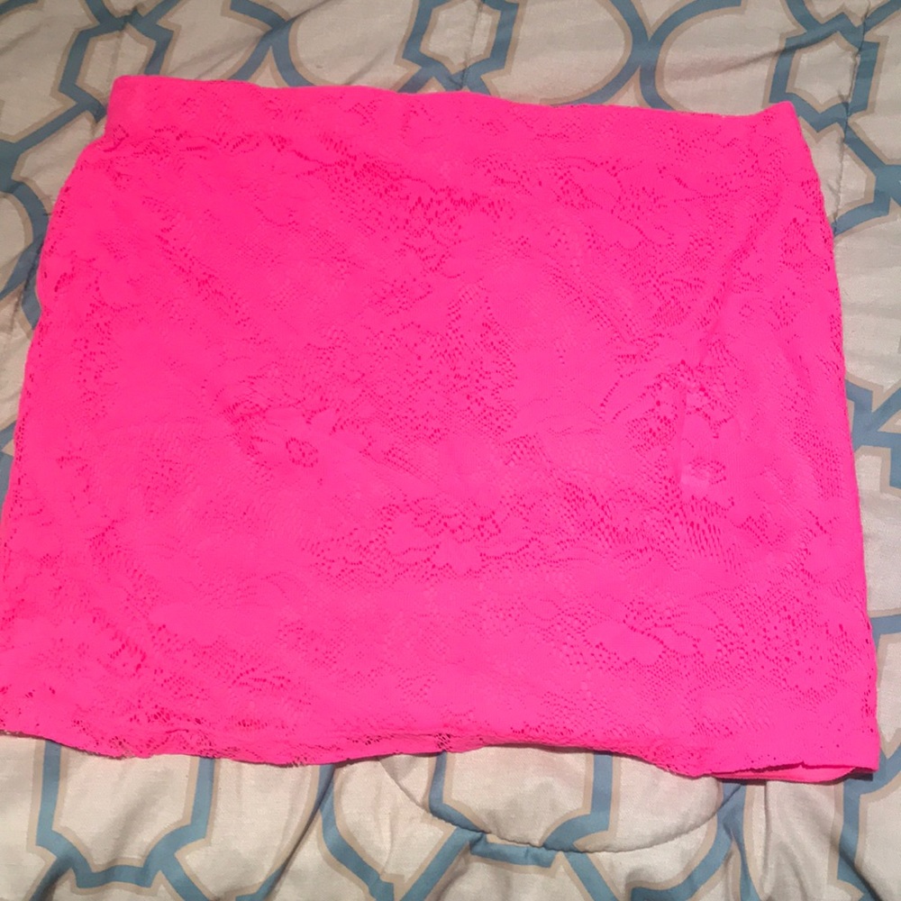 Hot pink lace Fitted skirt